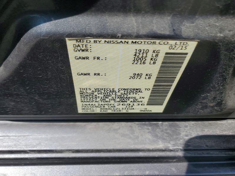 60508436 :رقم المزاد ، 1N4AL3AP0FC269136 vin ، 2015 Nissan Altima مزاد بيع