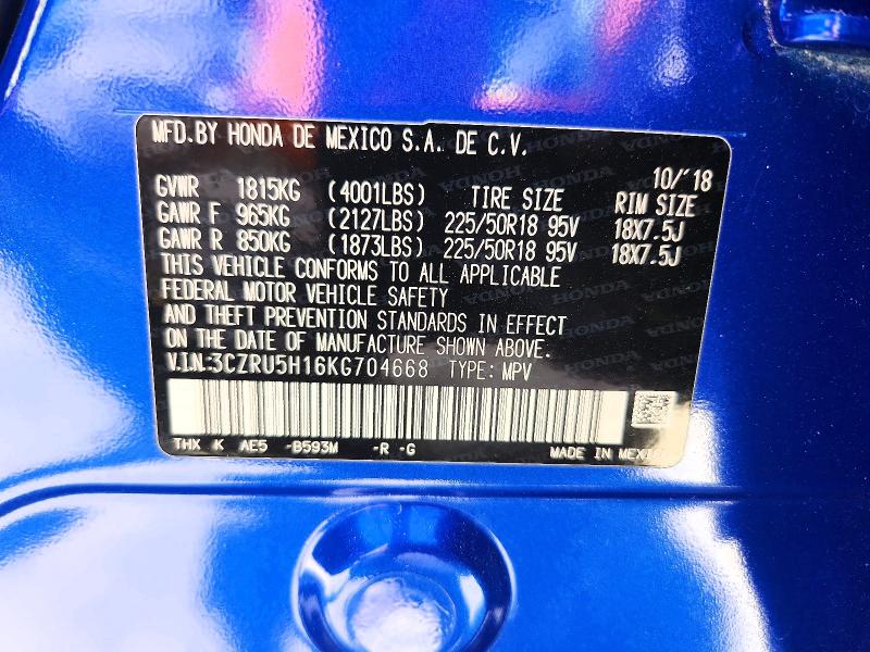 Продаж на аукціоні авто 2019 Honda Hr-v, vin: 3CZRU5H16KG704668, номер лоту: 59831906