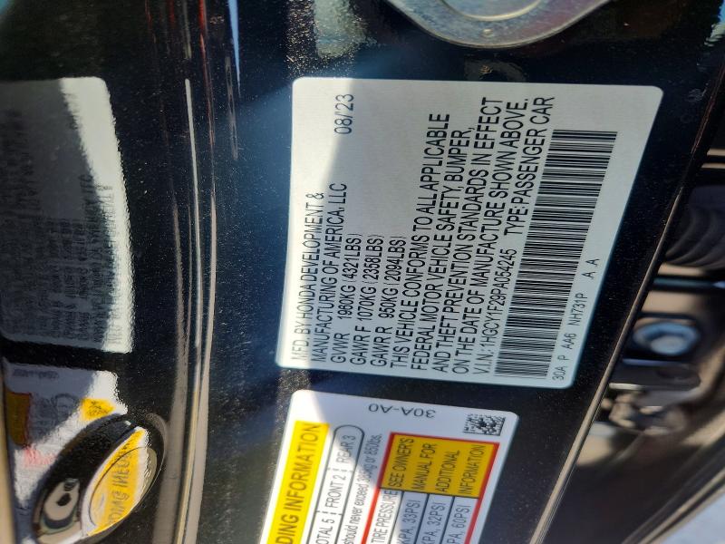 61386636 :رقم المزاد ، 1HGCY1F29PA054245 vin ، 2023 Honda Accord مزاد بيع