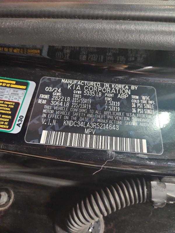 Aukcja sprzedaży 2024 Kia Ev6, vin: KNDC34LA3R5214643, numer aukcji: 60510756