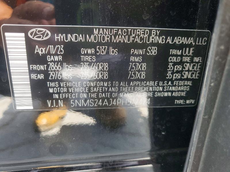 Aukcja sprzedaży 2023 Hyundai Santa Fe, vin: 5NMS24AJ4PH572474, numer aukcji: 59291306