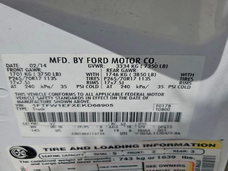 Продаж на аукціоні авто 2014 Ford F150, vin: 1FTFW1EFXEKD68905, номер лоту: 60019086