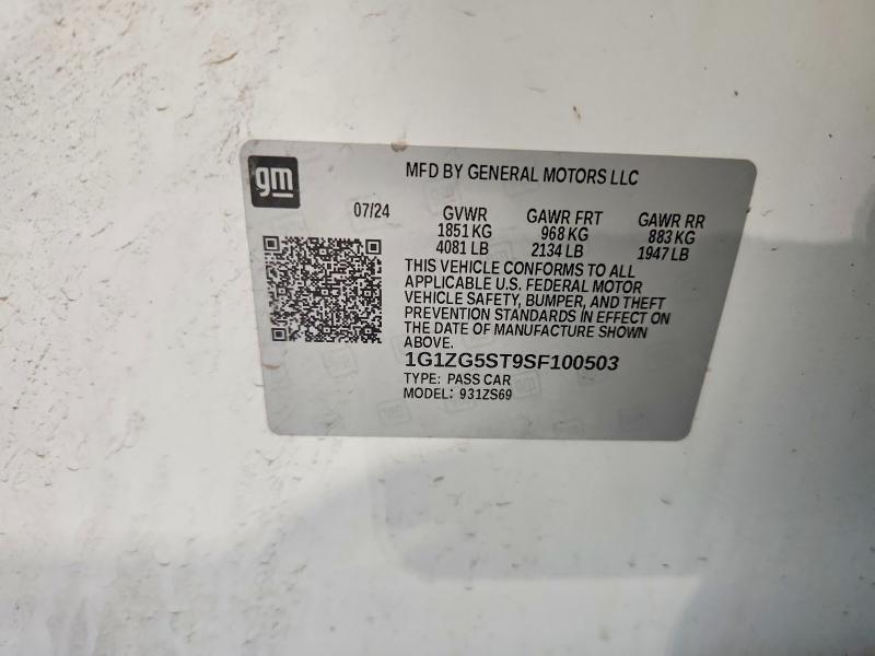 Aukcja sprzedaży 2025 Chevrolet Malibu, vin: 1G1ZG5ST9SF100503, numer aukcji: 59790306