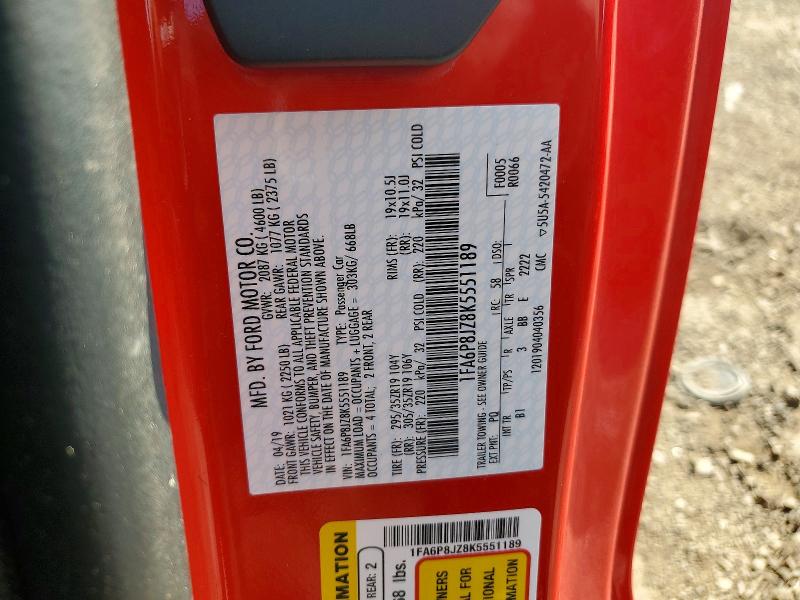 Aukcja sprzedaży 2019 Ford Mustang, vin: 1FA6P8JZ8K5551189, numer aukcji: 62839736