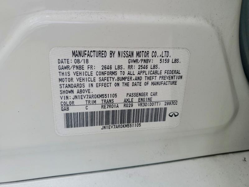 62241246 :رقم المزاد ، JN1EV7AR0KM551105 vin ، 2019 Infiniti Q50 مزاد بيع