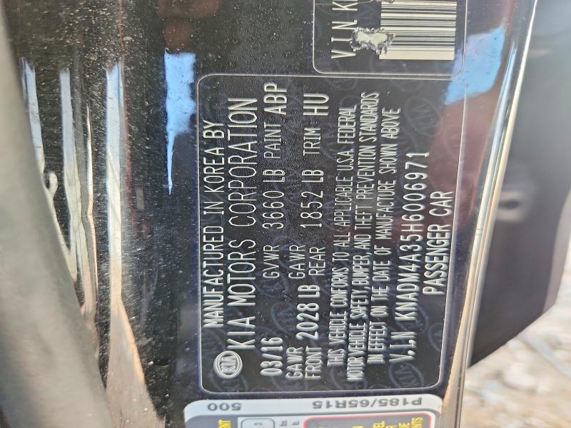 59811166 :رقم المزاد ، KNADM4A35H6006971 vin ، 2017 Kia Rio مزاد بيع