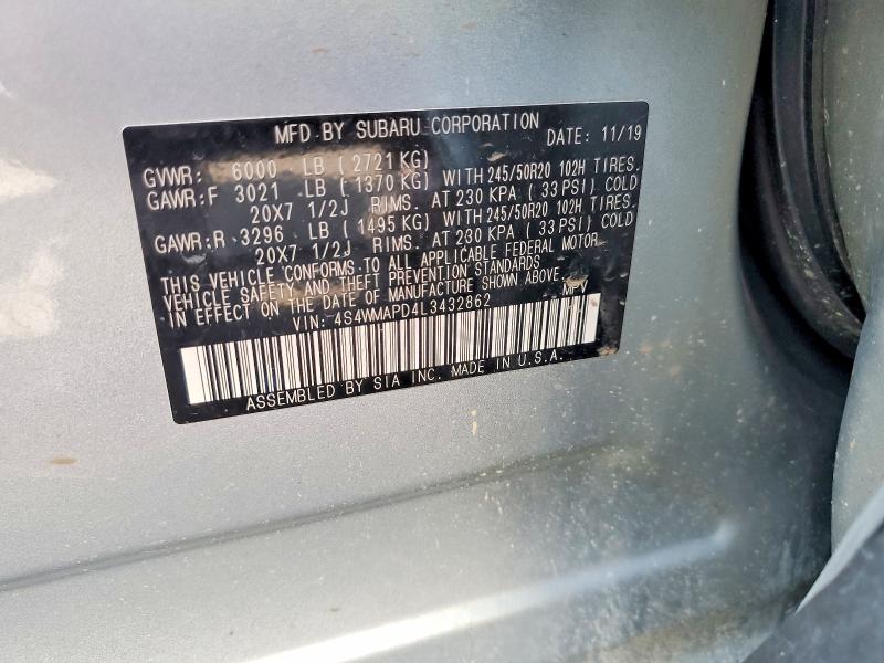 Продаж на аукціоні авто 2020 Subaru Ascent, vin: 4S4WMAPD4L3432862, номер лоту: 60682426