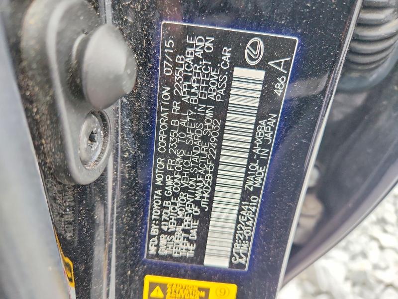 Aukcja sprzedaży 2015 Lexus Ct, vin: JTHKD5BH5F2249032, numer aukcji: 62396236