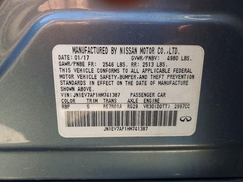 60696936 :رقم المزاد ، JN1EV7AP1HM741387 vin ، 2017 Infiniti Q50 مزاد بيع