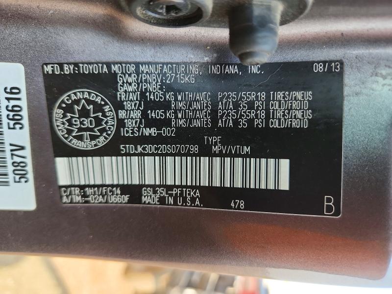Продаж на аукціоні авто 2013 Toyota Sienna, vin: 5TDJK3DC2DS070798, номер лоту: 63255656