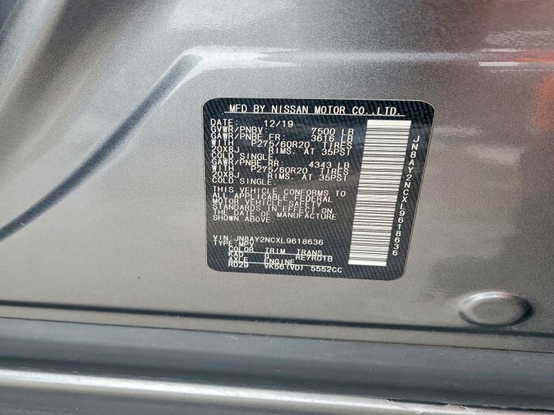 Aukcja sprzedaży 2020 Nissan Armada, vin: JN8AY2NCXL9618636, numer aukcji: 63157406