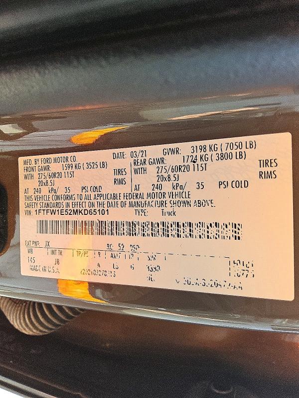 Aukcja sprzedaży 2021 Ford F150, vin: 1FTFW1E52MKD65101, numer aukcji: 59183756