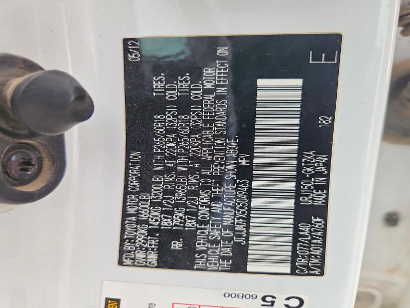 59841046 :رقم المزاد ، JTJJM7FX5C5049463 vin ، 2012 Lexus Gx مزاد بيع