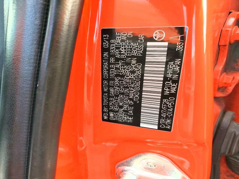 Продаж на аукціоні авто 2013 Toyota Prius C, vin: JTDKDTB36D1038340, номер лоту: 61865846