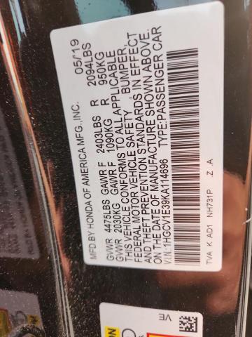 Продажа на аукционе авто 2019 Honda Accord, vin: 1HGCV1E39KA114696, номер лота: 60666196