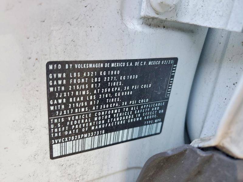 61235866 :رقم المزاد ، 3VVCX7B2XPM337316 vin ، 2023 Volkswagen Taos مزاد بيع
