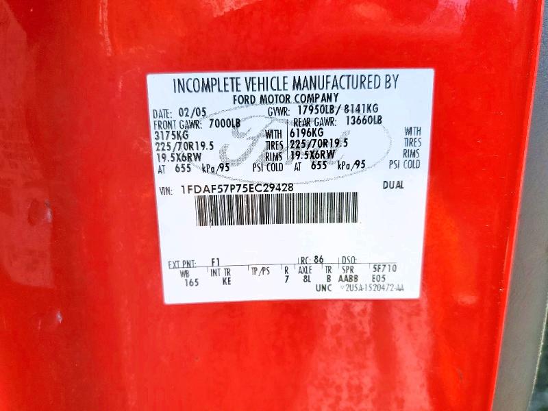 Продажа на аукционе авто 2005 Ford F550, vin: 1FDAF57P75EC29428, номер лота: 59831706