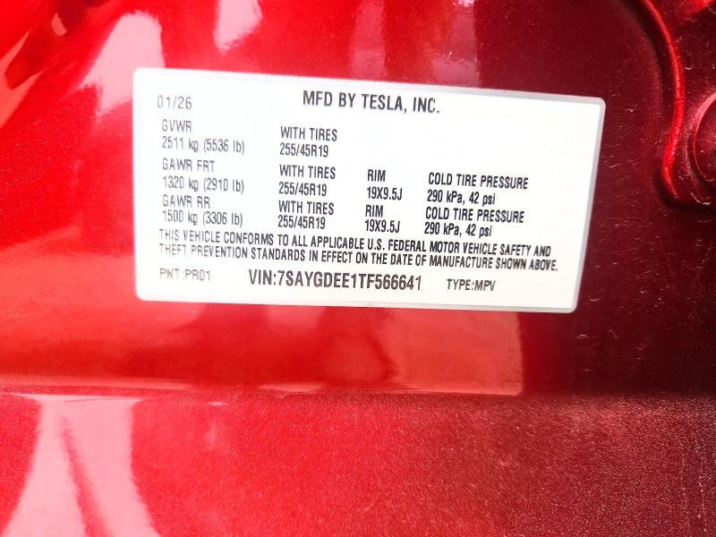 Aukcja sprzedaży 2026 Tesla Model Y, vin: 7SAYGDEE1TF566641, numer aukcji: 62278486