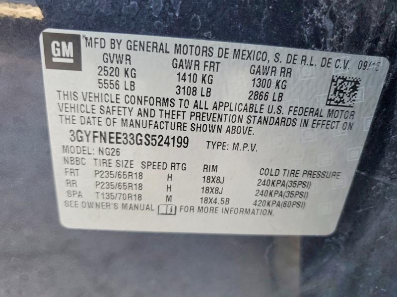 62028016 :رقم المزاد ، 3GYFNEE33GS524199 vin ، 2016 Cadillac Srx مزاد بيع