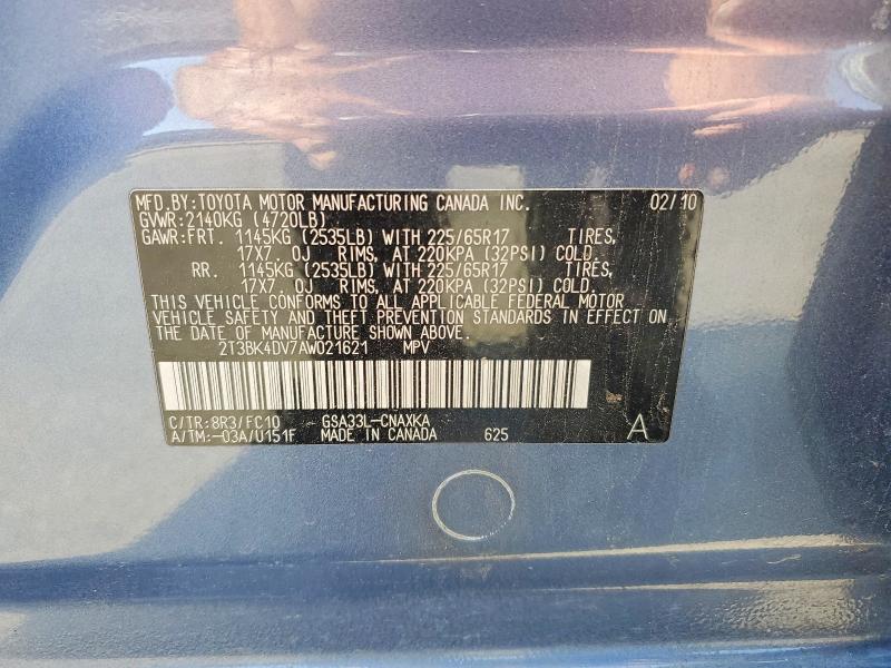 Продаж на аукціоні авто 2010 Toyota Rav4, vin: 2T3BK4DV7AW021621, номер лоту: 60661836