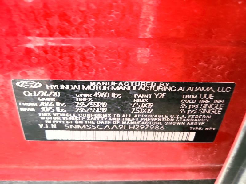 Aukcja sprzedaży 2020 Hyundai Santa Fe, vin: 5NMS5CAA9LH297986, numer aukcji: 61748166