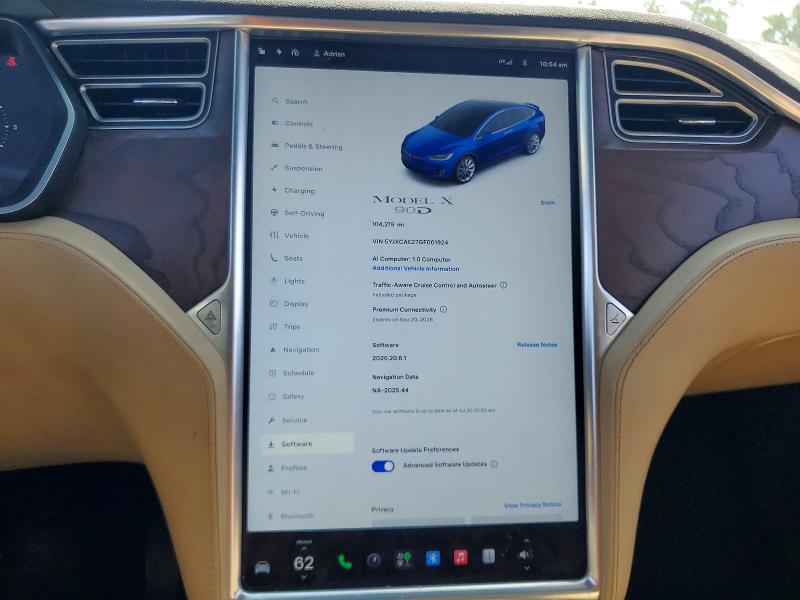 Продаж на аукціоні авто 2016 Tesla Model X, vin: 5YJXCAE27GF001924, номер лоту: 63254346