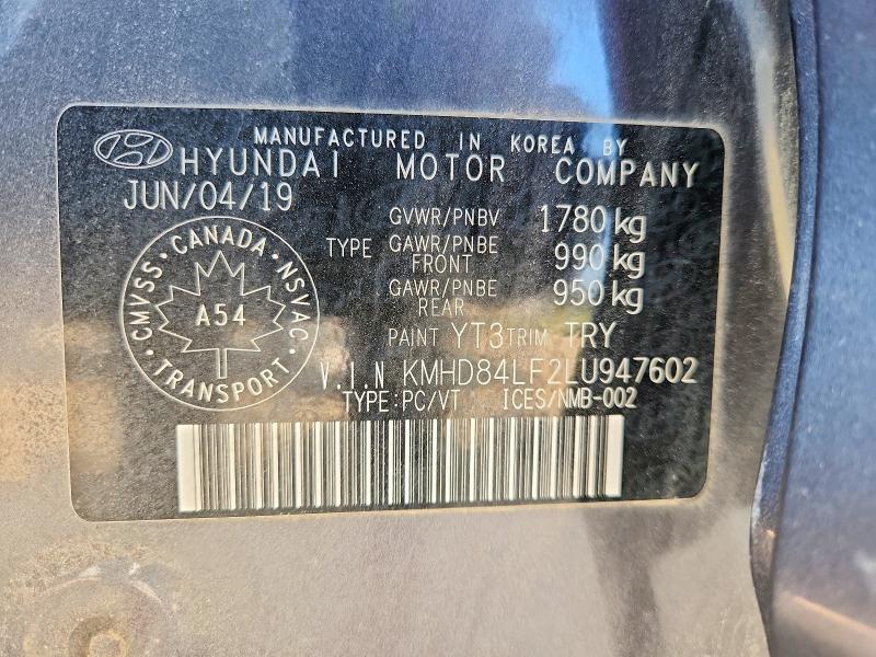Aukcja sprzedaży 2020 Hyundai Elantra, vin: KMHD84LF2LU947602, numer aukcji: 60815926