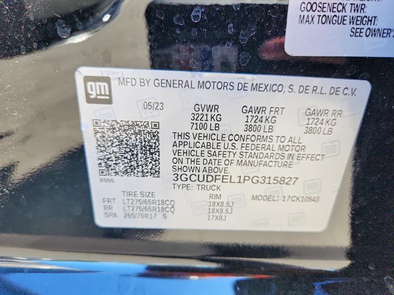 Aukcja sprzedaży 2023 Chevrolet Silverado, vin: 3GCUDFEL1PG315827, numer aukcji: 60845196