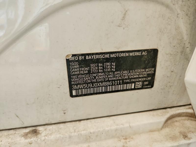 60696646 :رقم المزاد ، 3MW5U9J0XM8B61011 vin ، 2021 Bmw M340xi مزاد بيع