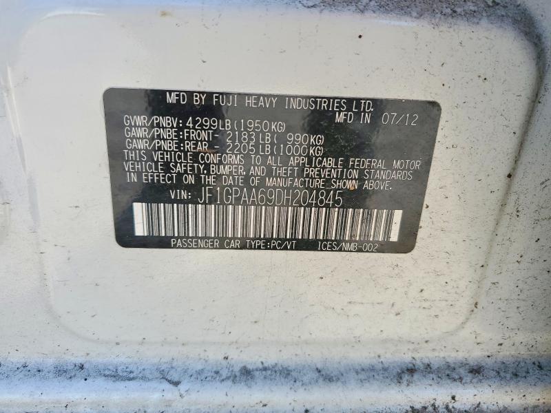 2013 Subaru Impreza მანქანა იყიდება აუქციონზე, vin: JF1GPAA69DH204845, აუქციონის ნომერი: 62421916