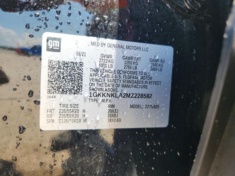 Aukcja sprzedaży 2021 Gmc Acadia, vin: 1GKKNKLA2MZ228582, numer aukcji: 58774026