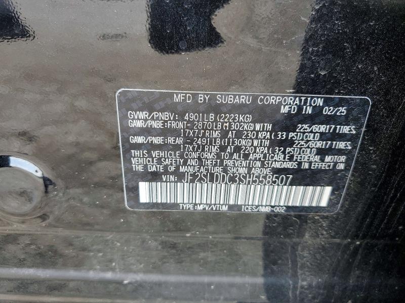 59658366 :رقم المزاد ، JF2SLDDC3SH558507 vin ، 2025 Subaru Forester مزاد بيع