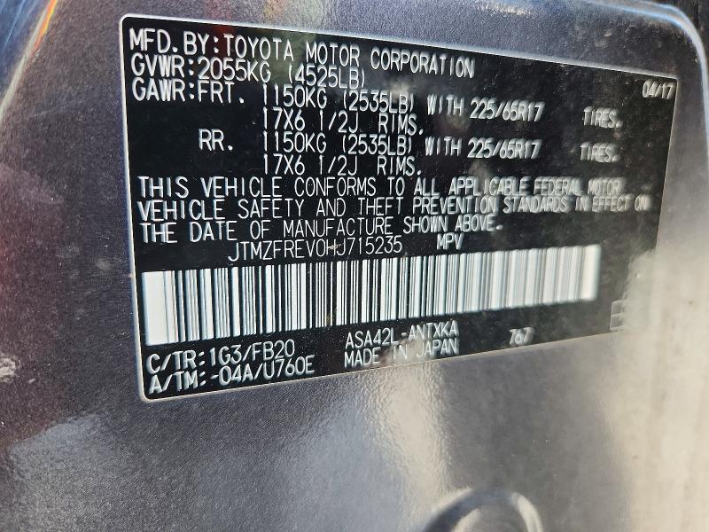Продажа на аукционе авто 2017 Toyota Rav4, vin: JTMZFREV0HJ715235, номер лота: 62931676