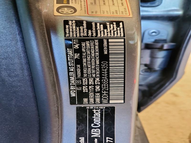 59376546 :رقم المزاد ، WDDHF2EB6BA444350 vin ، 2011 Mercedes-benz E مزاد بيع