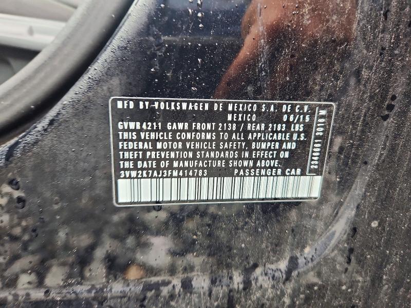 Продажа на аукционе авто 2015 Volkswagen Jetta, vin: 3VW2K7AJ3FM414783, номер лота: 62486096