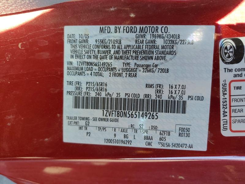 Продажа на аукционе авто 2006 Ford Mustang, vin: 1ZVFT80N565149265, номер лота: 61184396