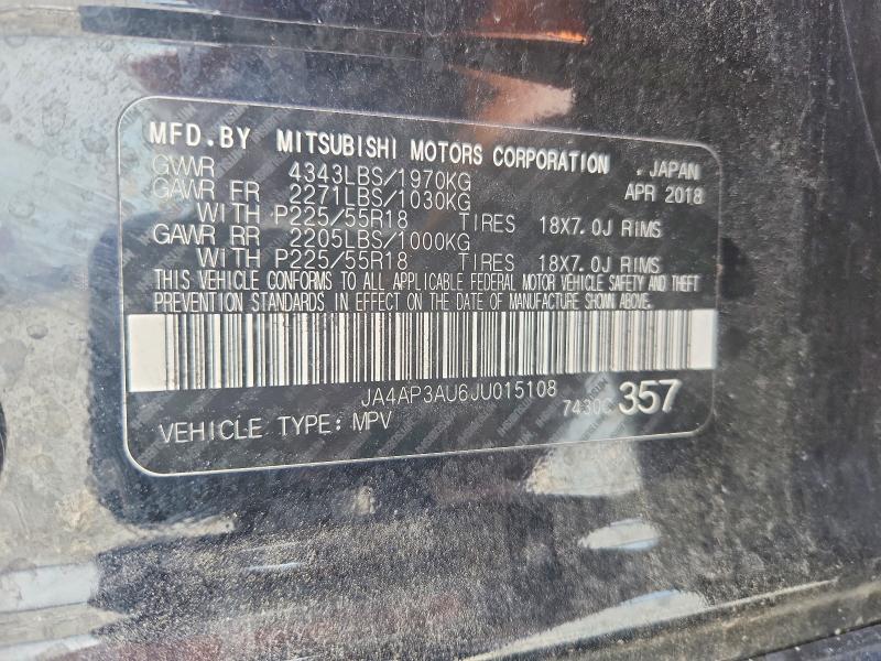 2018 Mitsubishi Outlander Sport მანქანა იყიდება აუქციონზე, vin: JA4AP3AU6JU015108, აუქციონის ნომერი: 61841526
