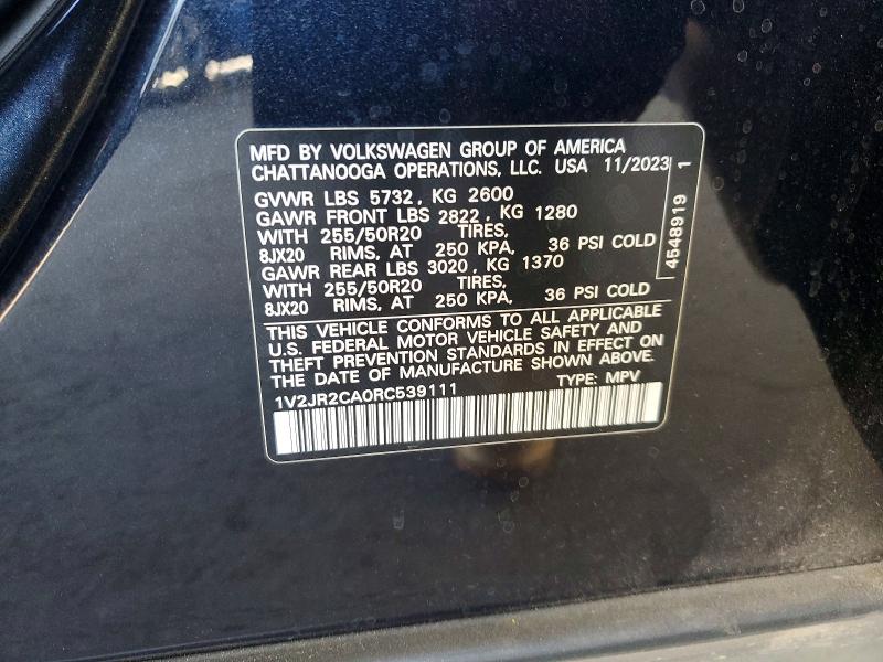 Продаж на аукціоні авто 2024 Volkswagen Atlas, vin: 1V2JR2CA0RC539111, номер лоту: 59229736