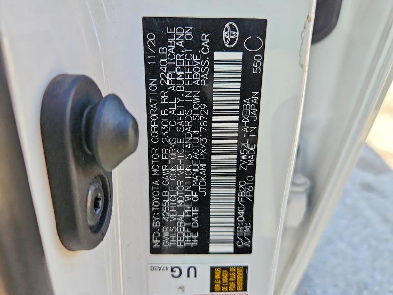 61699736 :رقم المزاد ، JTDKAMFPXM3178729 vin ، 2021 Toyota Prius Prime مزاد بيع