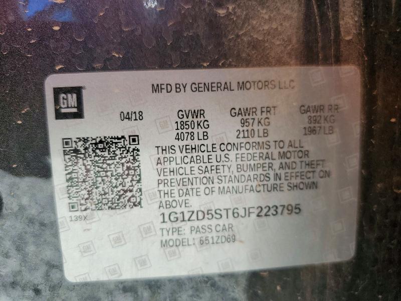 60082136 :رقم المزاد ، 1G1ZD5ST6JF223795 vin ، 2018 Chevrolet Malibu مزاد بيع