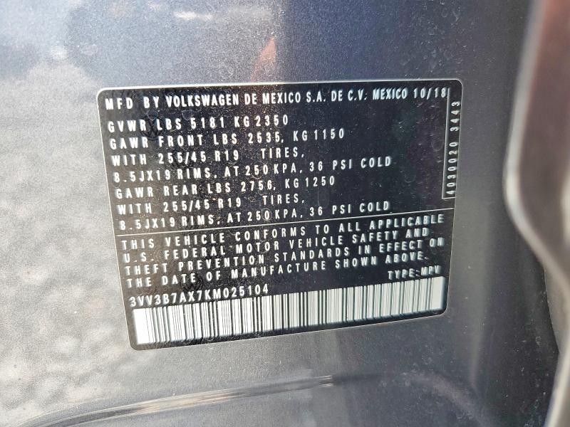 Продажа на аукционе авто 2019 Volkswagen Tiguan, vin: 3VV3B7AX7KM025104, номер лота: 59646446