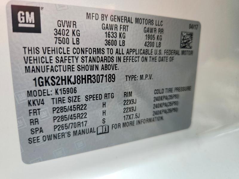 Продаж на аукціоні авто 2017 Gmc Yukon Xl, vin: 1GKS2HKJ8HR307189, номер лоту: 60259996