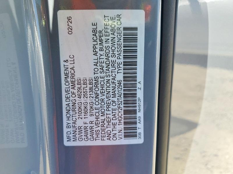 Продажа на аукционе авто 2026 Honda Accord, vin: 1HGCY2F52TA012946, номер лота: 59974276
