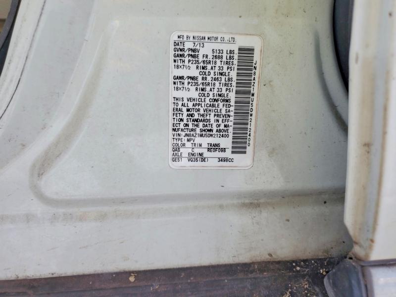 60201676 :رقم المزاد ، JN8AZ1MU5DW212400 vin ، 2013 Nissan Murano مزاد بيع
