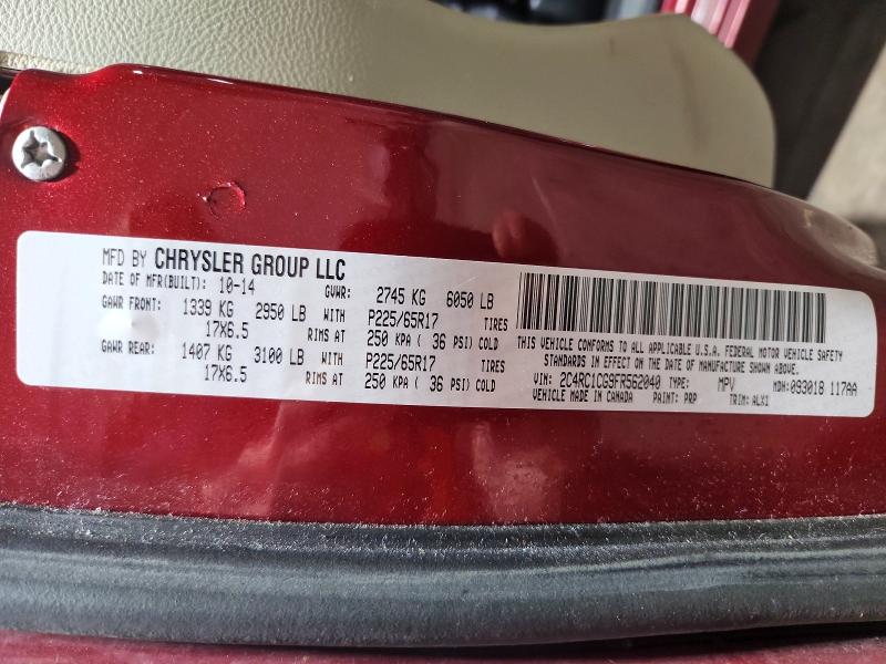 Продажа на аукционе авто 2015 Chrysler Town & Country, vin: 2C4RC1CG9FR562040, номер лота: 62794896