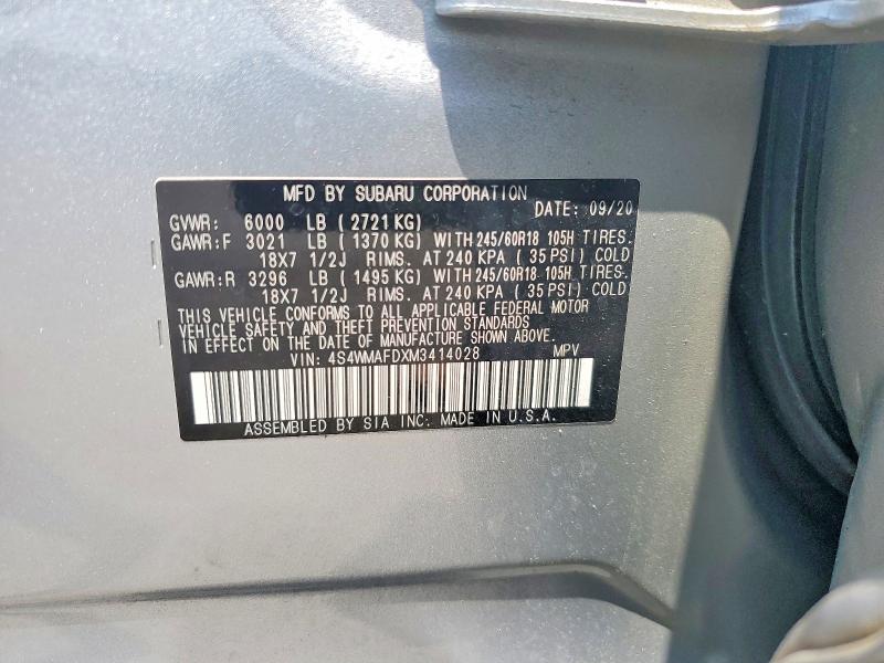 Продажа на аукционе авто 2021 Subaru Ascent, vin: 4S4WMAFDXM3414028, номер лота: 62217436