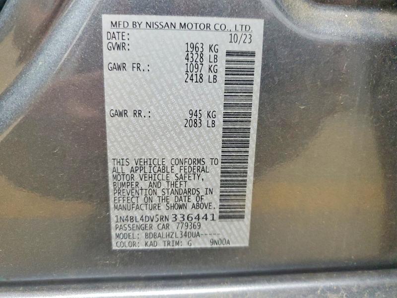 Aukcja sprzedaży 2024 Nissan Altima, vin: 1N4BL4DV5RN336441, numer aukcji: 60056996