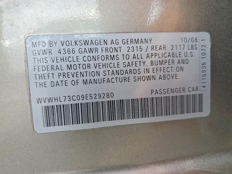 Aukcja sprzedaży 2009 Volkswagen Cc, vin: WVWHL73C09E529280, numer aukcji: 62489526