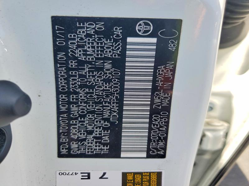 Aukcja sprzedaży 2017 Toyota Prius Prime, vin: JTDKARFP5H3009107, numer aukcji: 85619155