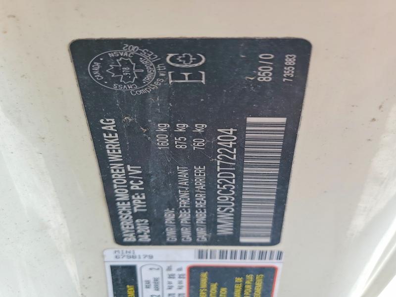 59693206 :رقم المزاد ، WMWSU9C52DT722404 vin ، 2013 Mini Cooper مزاد بيع
